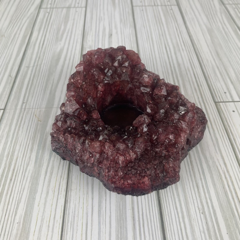 Pink/Red Crystal Geode tea‎ light holder 1lb 15oz felt bottom
